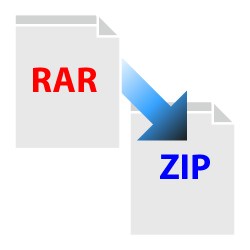 Convert rar file to zip